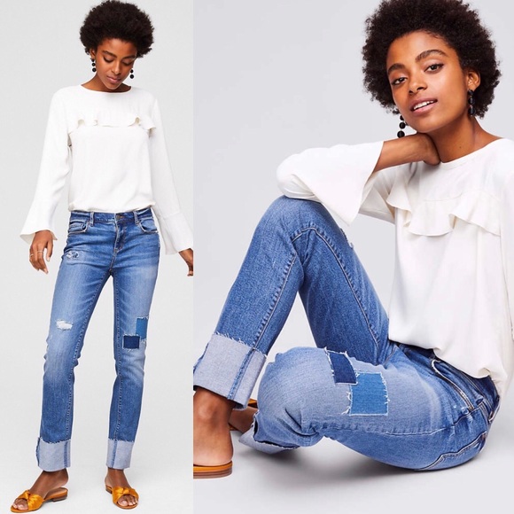 LOFT Denim - Loft | Patchwork Jeans Modern Straight Legged